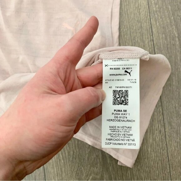 Puma Tank Top Cropped Lace Slit Open Back Mesh Burnout Rosewater Pink Size XS - Picture 8 of 12